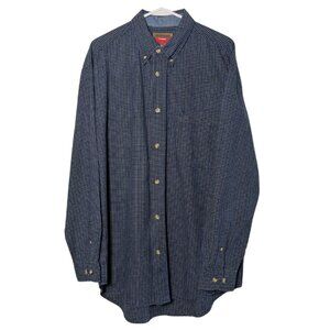 Wrangler HERO Men's Plaid Button Down Shirt Blue Black, Size Medium, 100% Cotton